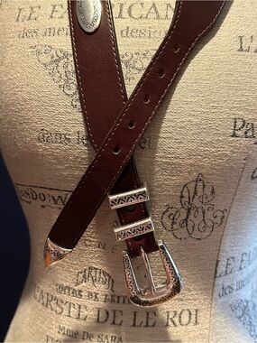 Brighton Brown Leather Belt with Silver Buckle